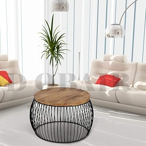 round 24x24x18 polished metal and engineered wood coffee tablenesting tablecenter table for living roomdrawing roombalconyset of 1black brown round round_desk_brown