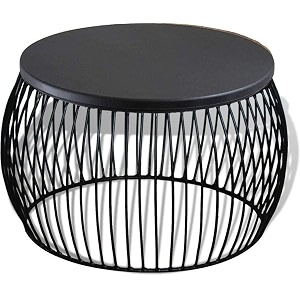 round 24x24x18 polished metal and engineered wood coffee tablenesting tablecenter table for living roomdrawing roombalconyset of 1black round round_desk_black