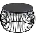 Round 24x24x18 Polished Metal and Engineered Wood Coffee Table/Nesting Table/Center Table for Living Room/Drawing Room/Balcony|Set of 1(Black Round, Round_Desk_Black)