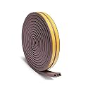 D Type Door Weather Stripping | (20ft) Window Seal Strip for Doors and Windows | Self-Adhesive Foam Weather Strip Door Seal | Soundproof Seal Strip Insulation Gap Blocker (Brown Door)