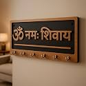 Premium 3D Wooden Key Holder with 6 Stainless Steel Hook for Living Room Wall Decor (Namah SIVAY)