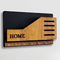 Premium 3D Wooden Key Holder with 6 Stainless Steel Hook for Living Room Wall Decor (Mobile Holder Key -2)