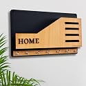 Premium 3D Wooden Key Holder with 6 Stainless Steel Hook for Living Room Wall Decor (Mobile Holder Key-1)