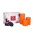 D39Velas Pack of 3 Unscented Orange Pillar