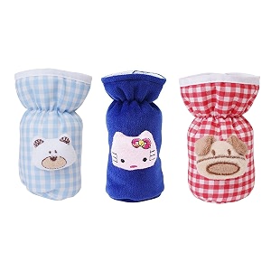da anushi soft cotton stretchable baby feeding bottle cover with easy to hold strap for newborntoddler babies - cute attractive teddy cartoon with over all check print  small 60-125 ml- pack of 3