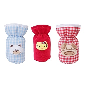 soft cotton stretchable baby feeding bottle cover with easy to hold strap for newborntoddler babies - cute attractive with check textile print blue