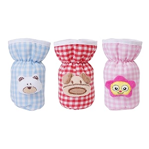soft cotton stretchable baby feeding bottle cover with easy to hold strap for newborntoddler babies - cute attractive teddy cartoon with over all check print  small 60-125 ml- pack of 3