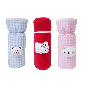 soft cotton stretchable baby feeding bottle cover with easy to hold strap for newborntoddler babies - cute attractive with check textile print blue