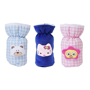soft cotton stretchable baby feeding bottle cover with easy to hold strap for newborntoddler babies - cute attractive with check textile print blue