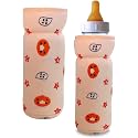 Soft Cotton Stretchable Baby Feeding Bottle Cover with Easy to Hold Strap for Newborn/Toddler Babies - Cute Attractive with Star Print Print (Orange)