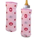 Soft Cotton Stretchable Baby Feeding Bottle Cover with Easy to Hold Strap for Newborn/Toddler Babies - Cute Attractive with Star Print Print (Pink)