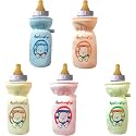 Soft Cotton Stretchable Baby Feeding Bottle Cover with Easy to Hold Strap for Newborn/Toddler Babies - Cute Attractive with Plush Toy Print (Multicolor)