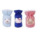 Da Anushi Soft Cotton Stretchable Baby Feeding Bottle Cover with Easy to Hold Strap for Newborn/Toddler Babies - Cute Attractive Teddy Cartoon with Over All Check Print | Small (60-125 ML)- Pack of 3
