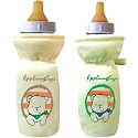 Soft Cotton Stretchable Baby Feeding Bottle Cover with Easy to Hold Strap for Newborn/Toddler Babies - Cute Attractive with Plush Toy Print (Yellow, Green)