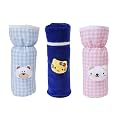Soft Cotton Stretchable Baby Feeding Bottle Cover with Easy to Hold Strap for Newborn/Toddler Babies - Cute Attractive with Check Textile Print (Blue)