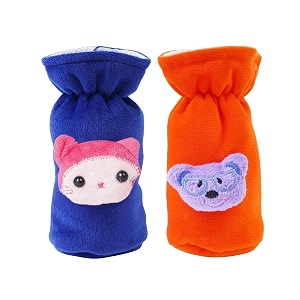 soft plush stretchable baby feeding bottle cover easy to hold strap with cute animated cartoon suitable for 60-125 ml feeding bottleorange-dark blue
