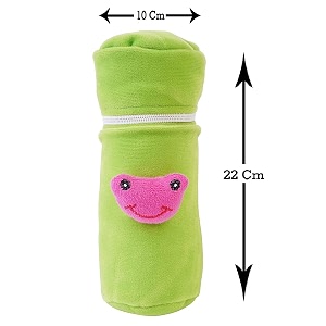 soft plush stretchable baby feeding bottle cover easy to hold strap and zip  suitable for 130 ml-250 ml feeding bottle-green-dark red