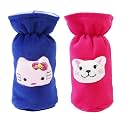 Soft Plush Stretchable Baby Feeding Bottle Cover Easy to Hold Strap with Cute Animated Cartoon| Suitable for 60-125 Ml Feeding Bottle(Dark Pink-Dark Blue)