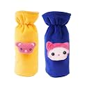 Soft Plush Stretchable Baby Feeding Bottle Cover Easy to Hold Strap with Cute Animated Cartoon| Suitable for 130-250 Ml Feeding Bottle(Dark Blue-Yellow)