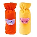 Soft Plush Stretchable Baby Feeding Bottle Cover Easy to Hold Strap with Cute Animated Cartoon| Suitable for 130-250 Ml Feeding Bottle(Orange-Yellow)