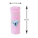 Soft Plush Stretchable Baby Feeding Bottle Cover Easy to Hold Strap and Zip | Suitable for 130 ML-250 ML| Dark Pink-Light Pink