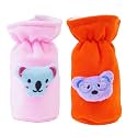 Soft Plush Stretchable Baby Feeding Bottle Cover Easy to Hold Strap with Cute Animated Cartoon| Suitable for 60-125 Ml Feeding Bottle(Orange-Light Pink)