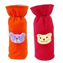 Soft Plush Stretchable Baby Feeding Bottle Cover Easy to Hold Strap with Cute Animated Cartoon| Suitable for 130-250 Ml Feeding Bottle(Orange-Dark Red)