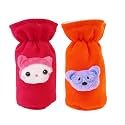 Soft Plush Stretchable Baby Feeding Bottle Cover Easy to Hold Strap with Cute Animated Cartoon| Suitable for 60-125 Ml Feeding Bottle(Orange-Dark Red)
