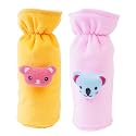 Soft Plush Stretchable Baby Feeding Bottle Cover Easy to Hold Strap with Cute Animated Cartoon| Suitable for 130-250 Ml Feeding Bottle(Light Pink-Yellow)