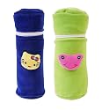 Soft Plush Stretchable Baby Feeding Bottle Cover Easy to Hold Strap and Zip | Suitable for 130 ML-250 ML Feeding Bottle-Green-Dark Blue