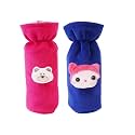 Soft Plush Stretchable Baby Feeding Bottle Cover Easy to Hold Strap with Cute Animated Cartoon| Suitable for 130-250 Ml Feeding Bottle(Dark Pink-Dark Blue)