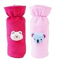 Soft Plush Stretchable Baby Feeding Bottle Cover Easy to Hold Strap with Cute Animated Cartoon| Suitable for 130-250 Ml Feeding Bottle(Dark Pink-Light Pink)