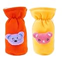 Soft Plush Stretchable Baby Feeding Bottle Cover Easy to Hold Strap with Cute Animated Cartoon| Suitable for 60-125 Ml Feeding Bottle(Orange-Yellow)