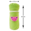 Soft Plush Stretchable Baby Feeding Bottle Cover Easy to Hold Strap and Zip | Suitable for 130 ML-250 ML Feeding Bottle-Green-Dark Red