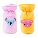 Soft Plush Stretchable Baby Feeding Bottle Cover Easy to Hold Strap with Cute Animated Cartoon| Suitable for 60-125 Ml Feeding Bottle(Light Pink-Yellow)