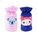 Soft Plush Stretchable Baby Feeding Bottle Cover Easy to Hold Strap with Cute Animated Cartoon| Suitable for 60-125 Ml Feeding Bottle(Dark Blue-Light Pink)