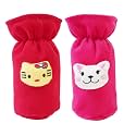 Soft Plush Stretchable Baby Feeding Bottle Cover Easy to Hold Strap with Cute Animated Cartoon| Suitable for 60-125 Ml Feeding Bottle(Dark Pink-Dark Red)