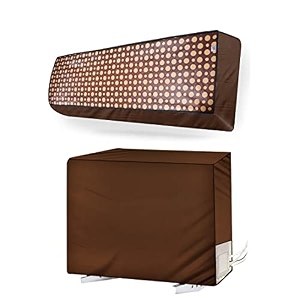 split ac cover set of indoor and outdoor unit for 15 ton capacity attractive digital printsdustproofwater resistant brown