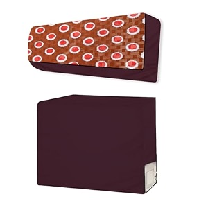 split ac cover set of indoor and outdoor unit for 15 ton capacity attractive digital printsdustproofwater resistant brown red