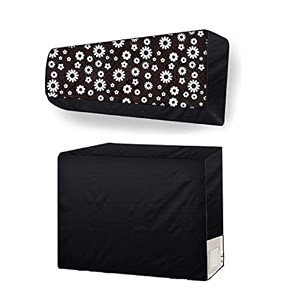 split ac cover set of indoor and outdoor unit for 15 ton capacity attractive digital printsdustproofwater resistant black white flower
