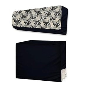 polyester split ac cover set of indoor and outdoor unit for 15 ton capacity attractive digital printsdustproofwater resistant black