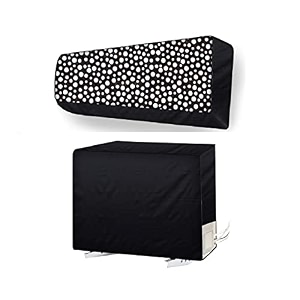 split ac cover set of indoor and outdoor unit for 15 ton capacity attractive digital printsdustproofwater resistant black dot