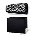 Split AC Cover Set of Indoor and Outdoor Unit for 1.5 Ton Capacity Attractive Digital Prints/Dustproof/Water Resistant (Black Flower)