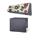 Polyester Split Ac Cover Set Of Indoor&amp;Outdoor Unit For 1.5 Ton Capacity Attractive Digital Prints/Dustproof/Water Resistant (Grey Leaf Flower)