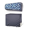 Polyester Split Ac Cover Set Of Indoor&Outdoor Unit For 1.5 Ton Capacity Attractive Digital Prints/Dustproof/Water Resistant (Grey Blue White Floral)