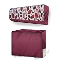 Split AC Cover Set of Indoor and Outdoor Unit for 1.5 Ton Capacity Attractive Digital Prints/Dustproof/Water Resistant (Maroon Grey Leaf)