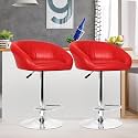 Da URBAN® Mini Pack of 2 Height Adjustable &amp; Revolving Bar Stool/Kitchen Chair (Red)