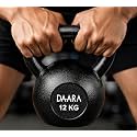 DAARA Cast Iron Kettlebell, 12kg Black Kettle Bell with Non-Slip Grip Handle for Strength Training, Home Gym Workout Equipment for Men & Women (Proudly Made in India)