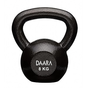 daara cast iron kettlebell 8kg black kettle bell with non-slip grip handle for strength training home gym workout equipment for men amp women proudly made in india