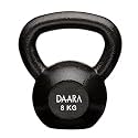 DAARA Cast Iron Kettlebell, 8kg Black Kettle Bell with Non-Slip Grip Handle for Strength Training, Home Gym Workout Equipment for Men &amp; Women (Proudly Made in India)